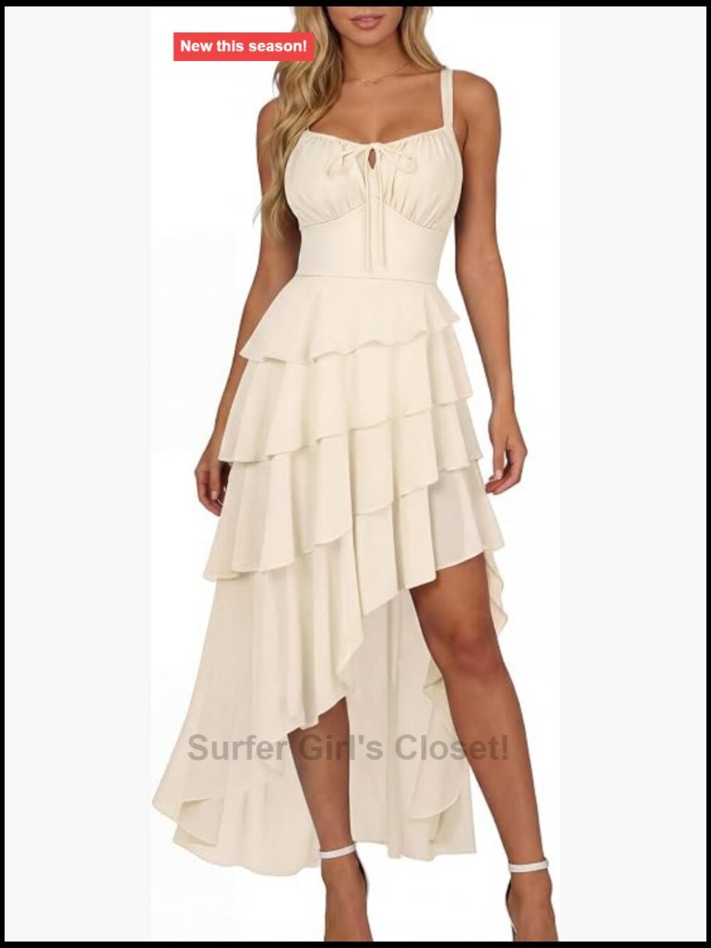 Gothic Renaissance Corset Dress High-Low Ruffle Chiffon Square Neck Pockets